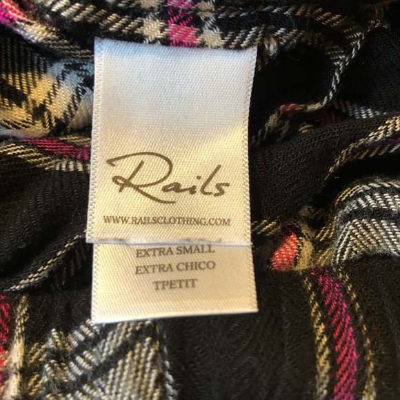 Womens Rails Clara Black Fuchsia White Plaid Drawstring Pajama Bottoms XS * - Picture 9 of 9